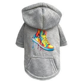 Graffiti Pup Hoodie (Color: Grey, size: XXS)