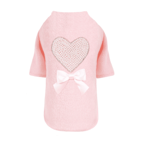 Pearl Heart Dog Sweater (Color: Peach, size: XS)